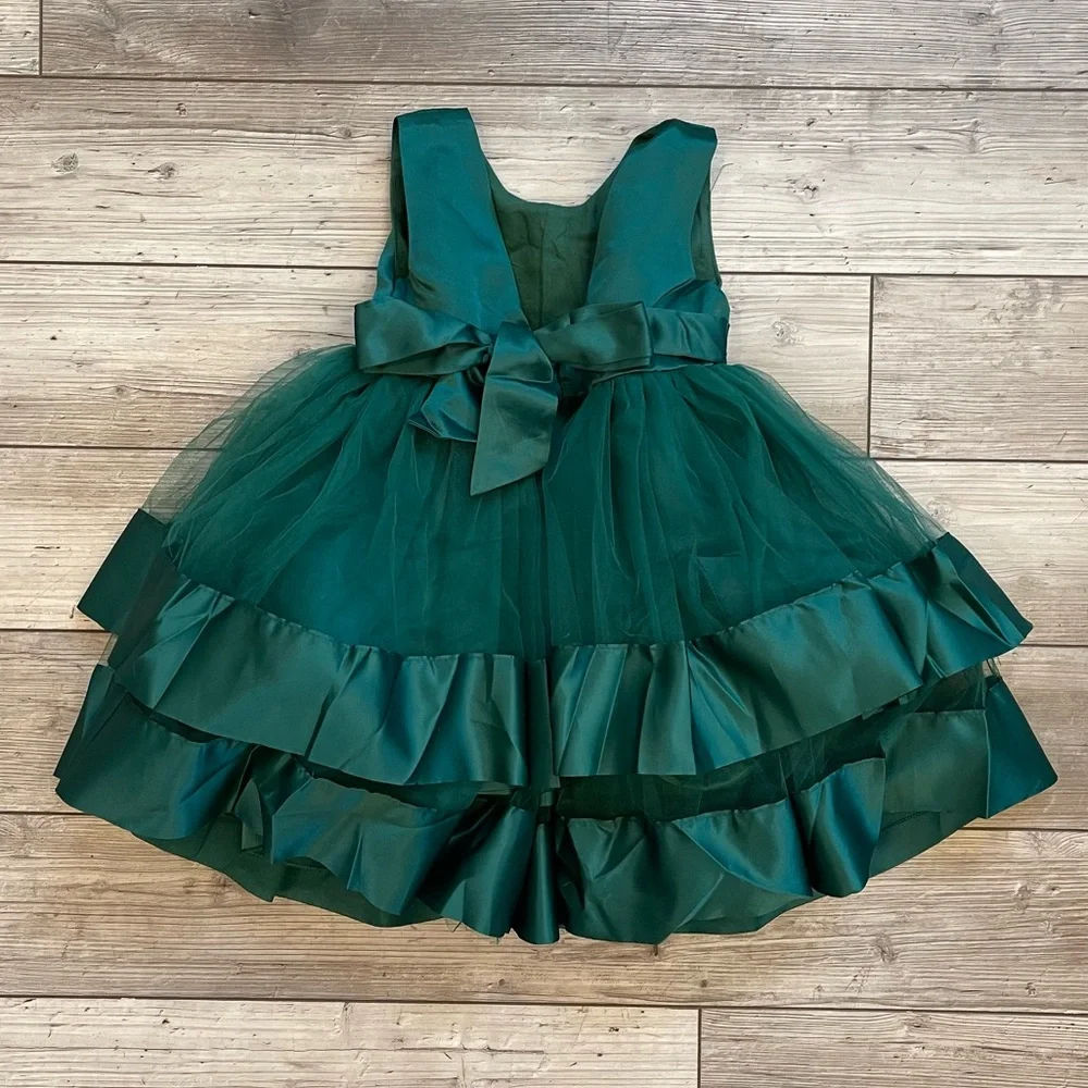 Pideno | Tutu Gown Ruffle Lace Tulle Toddler Dress w/ Bow | Size: 3T